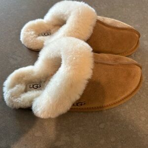 UGG Chestnut and Ivory Shearling Slippers